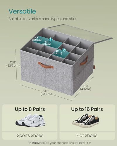 SONGMICS Shoe Organizer for Closet, 2 Pack Fabric Bins, Fits up to 32 Pairs