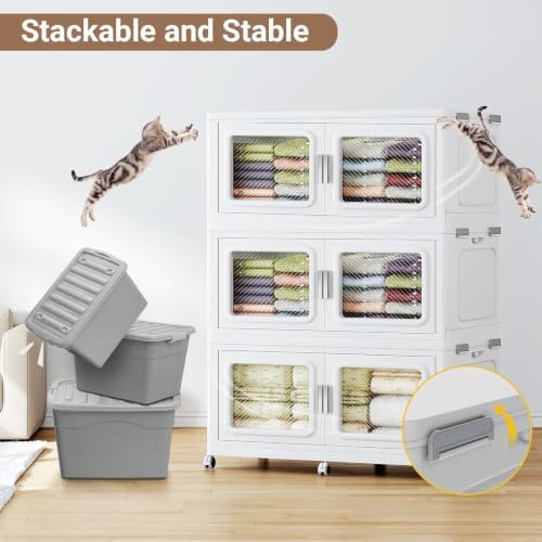 BROVIEW 220 Qt Extra Large Stackable Storage Bin with Lid, 1 Pack White