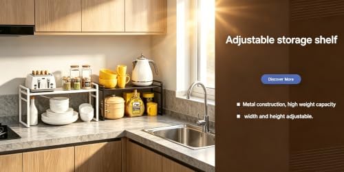 Expandable Cabinet Shelf Organizer Riser for Kitchen Under Sink Countertop