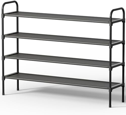 Kitsure Extra-Long Shoe Rack for Closet, 39.0" Wide - 4 Tier, Black