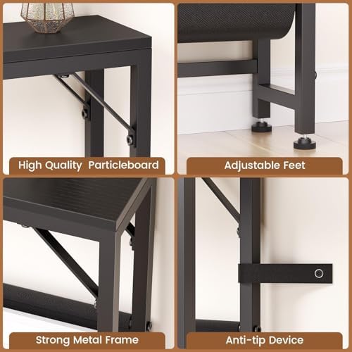 Asgolion 31.5'' Small Console Table with Charging Station and Storage | Narrow Entryway Table with USB Ports, Skinny Sofa Table for Living Room, Foyer, Entryway, Hallway, Black