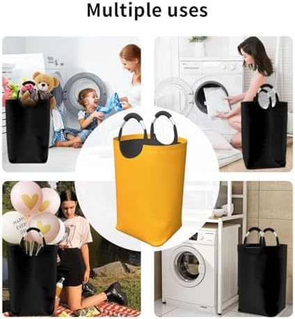 Large Laundry Hamper Bag, Orange Trend Color Collapsible Laundry Basket Dirty Clothes Organizer Washing Bin for Family Essentials Storage