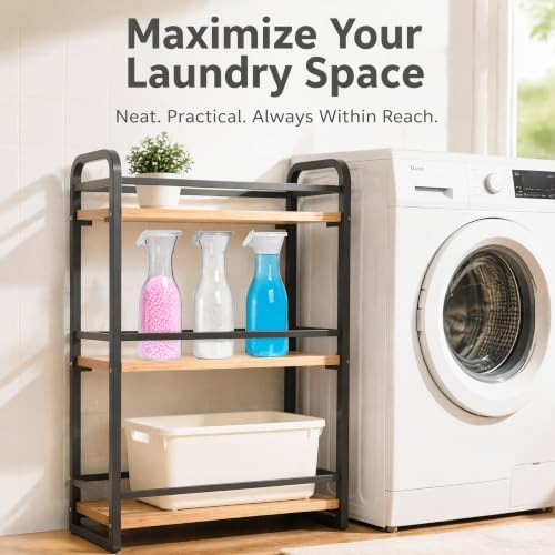 3 Pack Laundry Detergent Dispenser with 5 Labels, 40 OZ Plastic Fabric Softener Bottle, Reusable Detergent Container, Laundry Room Organizer for Liquid Soap Powder Bleach Scent Booster Beads
