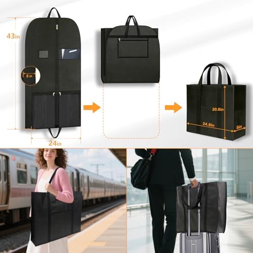 Travel Garment Suit Bag 43" for Hanging Clothes Storage for Men Suits Shirt