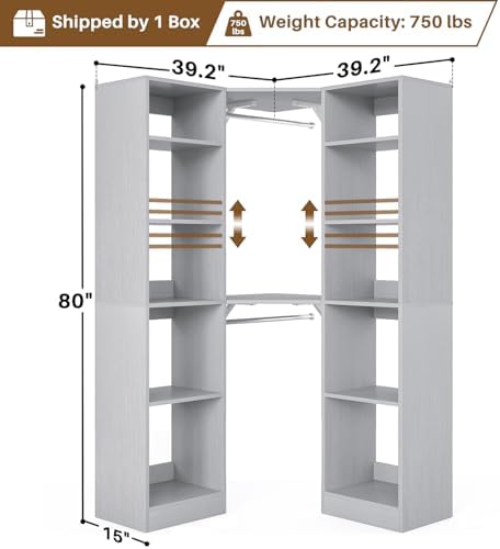 Besiost Corner Closet System with 12 Shelves, 39.2" Corner Organizer