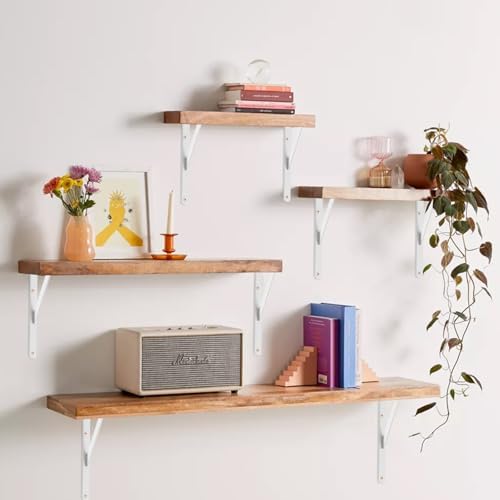 24 Pack L22 x H 12" White Heavy Duty Shelf Brackets with Screws Metal Shelf Brackets Shelf Support Angle Brackets for Shelves L Brackets Heavy Duty Floating Shelf