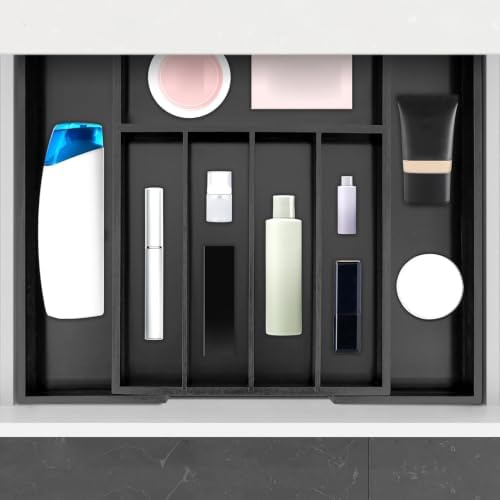 VaeFae Bamboo Drawer Organizer, Medium, Black