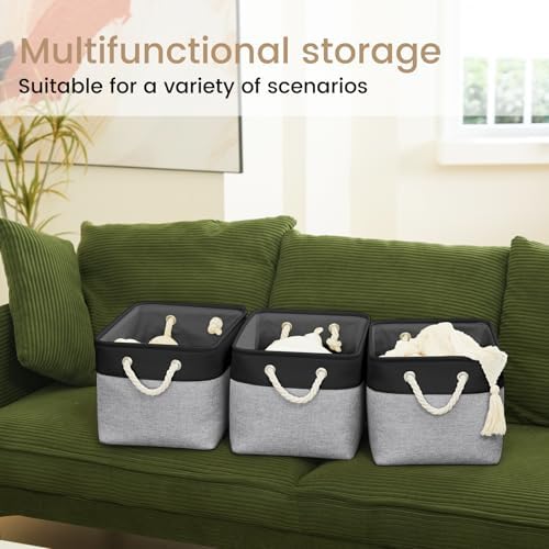 15x11x10 In Foldable Fabric Large Storage Bins with Handle 3 Pack