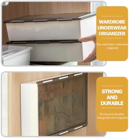 Plastic Drawer Organizer Box for Socks and Underwear, Tea Coffee Color, Compartment Divider for Closet Storage, Wall-mountable Bedroom Storage Container
