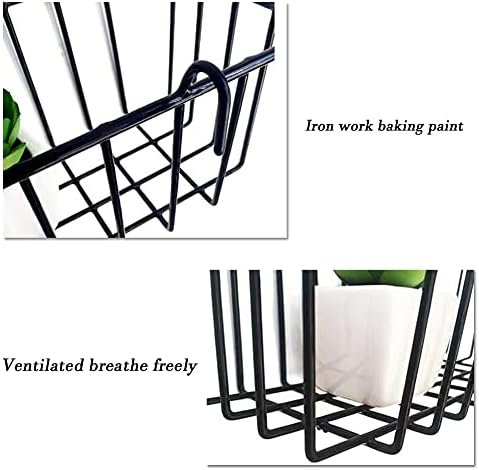 Gddochn 3 Pack Grid Panel Hanging Wire Basket, Storage and Display Basket for Wall, Kitchen, Home Decor Supplies, Potted Plants, Black