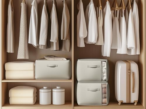 2 Pack Canvas Comforter Storage Bags for Clothes & King Comforters, Grey