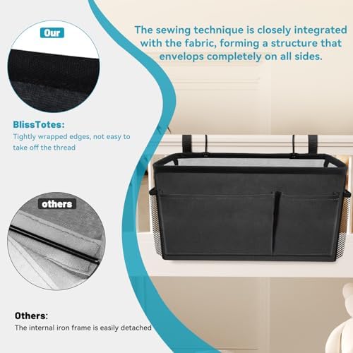 BlissTotes Bedside Caddy, Dorm Storage with Pockets, Bunk Bed Accessories
