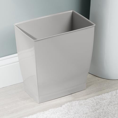 iDesign Small Plastic Bathroom Trash Can, Slim Rectangle, 2-Pack, Gray