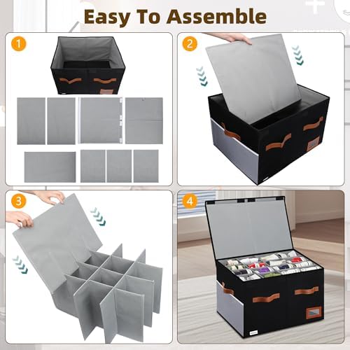 Supowin Large Shoe Organizer for Closet, Foldable Shoe Storage Bin with Lid
