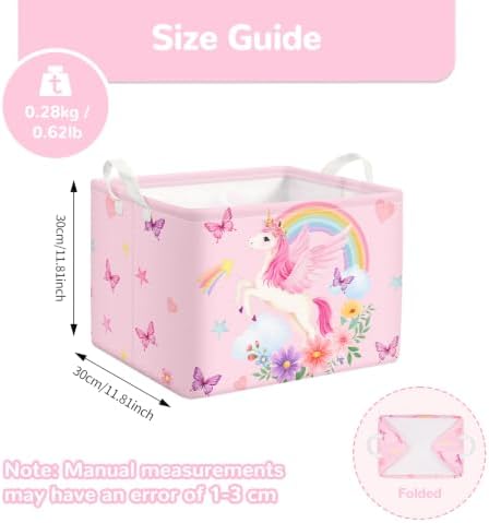Kids Basket with Handles, Storage Toy Box for Girls, Unicorn