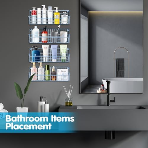 Spice Rack Wall Mount, 4 Pack Spice Organizer, Light Blue
