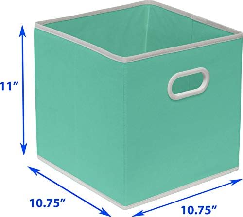 Simple Houseware 11-Inch Foldable Cube Storage Bins with Handles, Turquoise