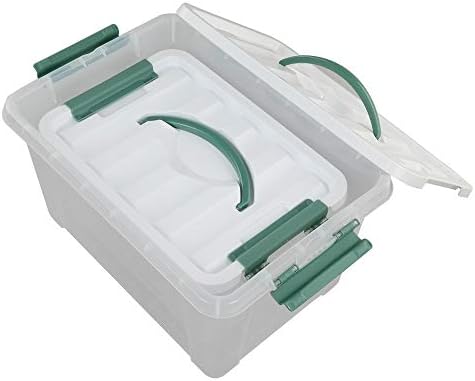 Jekiyo Clear Latching Box, Plastic Storage Bin, 2 Packs(6 Quart&14 Quart)