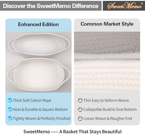 Empty Gift Basket to Fill with Handles, 12x8x5 inch - Wicker Rope Basket for Baby Shower, Kids Toys,Decorative Woven Bin for Man, Boys With Gift Bag & Ribbon,Resuable, White Brown