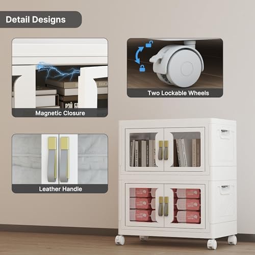 168QT Stackable Storage Bins with Lids, 42Gal Foldable Storage Cabinets