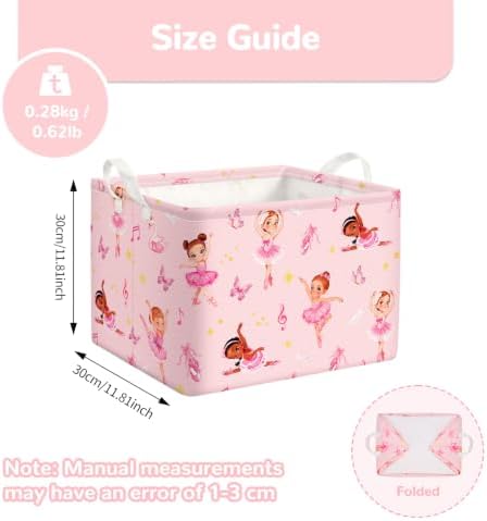 Kids Basket with Handles, Storage Toy Box for Girls, Ballet