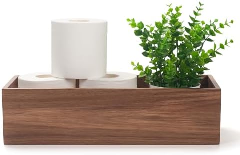 Toilet Tank Basket, Toilet Paper Basket for Back of Toilet Tank Top, Acacia Wood Bathroom Storage Basket for Organizing and Decor (15 x 6 x 4 inch)