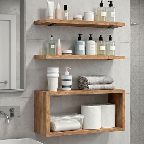 Floating Shelves 15.7 Inch 3 Pack Wall Mount Shelves Hidden Bracket