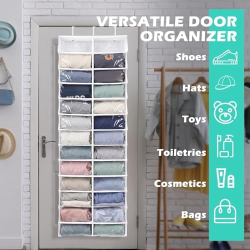 Over The Door Hoodie Organizer 26 Pocket Organizer, White