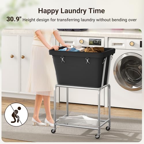 ELYKEN Rolling Laundry Hamper with Wheels, Removable Bag, Laundry Cart