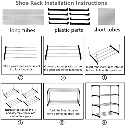 Stackable Small Shoe Rack, Entryway, Hallway and Closet (10-Tier, Black)
