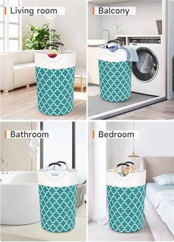 Large Laundry Basket, 115L Tall Collapsible Hamper with Handles, Green