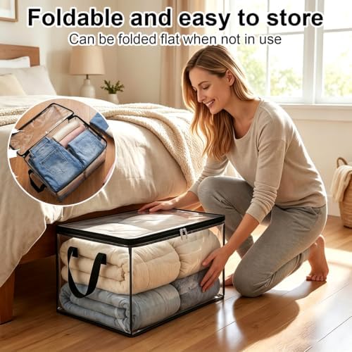 3 Pack Large Clear Storage Bags with Hinged Lid