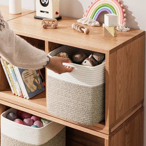 joybest 11inch Cube Storage Bins, Cotton Rope Woven Organizer Basket