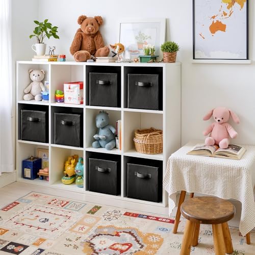 Cupic Cupid 6-Pack 11x11 Cube Storage Organizer, Collapsible Bins, Black