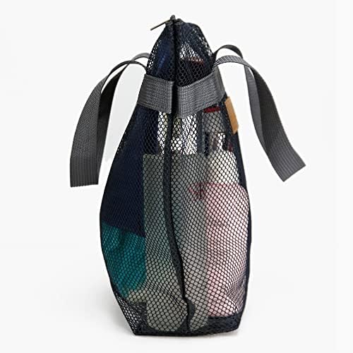 TOPASION Mesh Shower Caddy Bag Portable Hanging Toiletry and Bath Organizer with Zipper for Travel, Gym, Camping, College Dorms, Beach