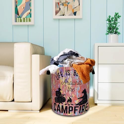 Life Is Better Around The Campfire Laundry Basket Oxford Cloth 18.9x16.5 In