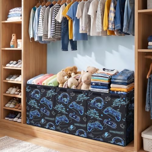 Toy Box with Adjustable Divider Large Toy Chest Storage for Nursery Kidroom | Extra large capacity, removable divider, top and side storage pockets, collapsible design, cute print for playroom decor