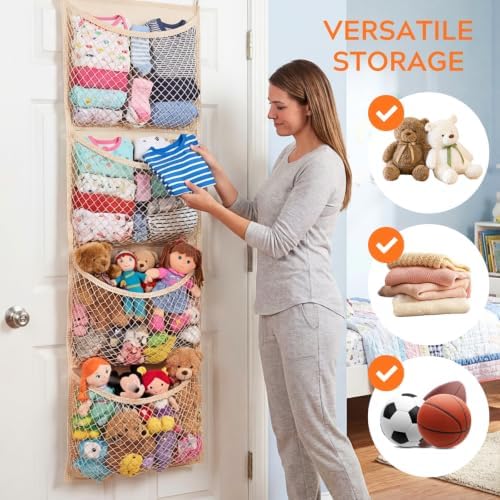 Ofiray-home Cotton Over The Door Stuffed Animal Storage