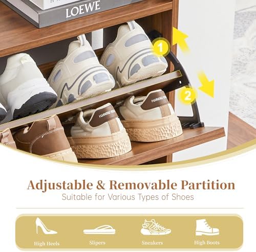 BERRYMERRY 51.2" Tall Shoe Storage Cabinet with 3 Flip Drawers for Entryway
