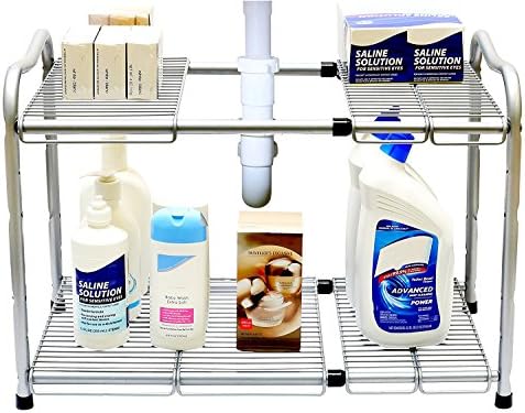 Deco Brothers Under Sink 2 Tier Expandable Shelf Organizer, Gray