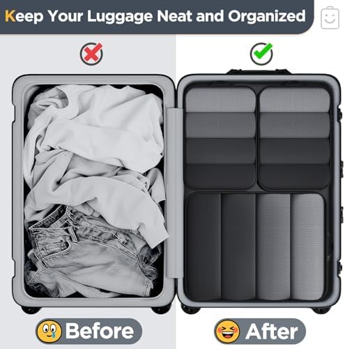 Veken 6/9/11 Set Compression Packing Cubes for Travel Essentials,Compressible Expandable Large Luggage Suitcase Organizer Bags for Clothing,Space Saver Bags with Over 1000 pcs of Mesh Holes(Black)