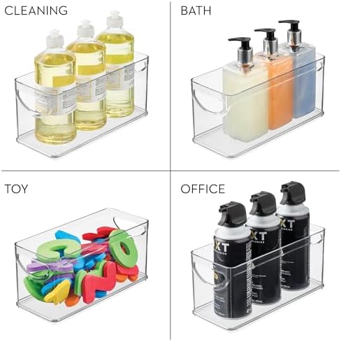 iDesign Narrow Pantry Bin with Handles, Set of 4, Clear