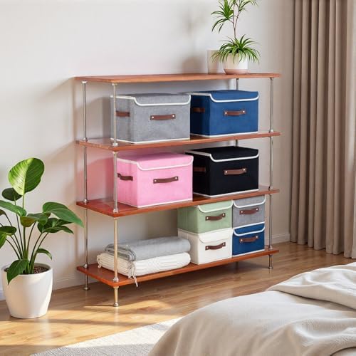 2PCS Storage Boxes Baskets with Lid Foldable Fabric Storage Bins