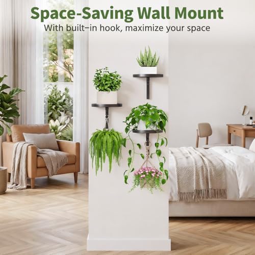 LASZOLA Plant Hanger Holder Window Shelf Wall Mounted Indoor, 3 Pcs Black