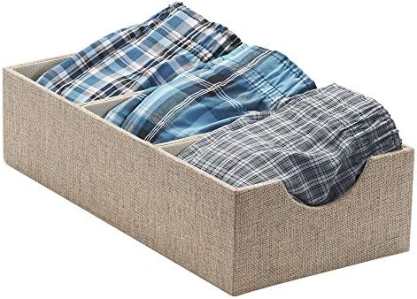 Household Essentials Brown 722-1 Deep 3 Section Drawer Organizer Box for Storage | 12 in x 6.13 in x 3.13
