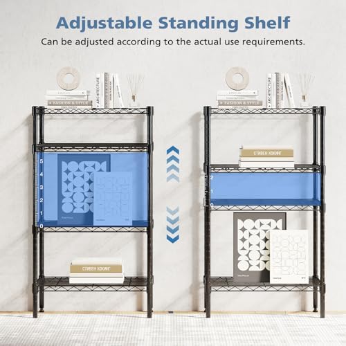 DUMOS 4-Tier Metal Storage Shelves, Wire Shelving, Storage Rack, 23.3" W