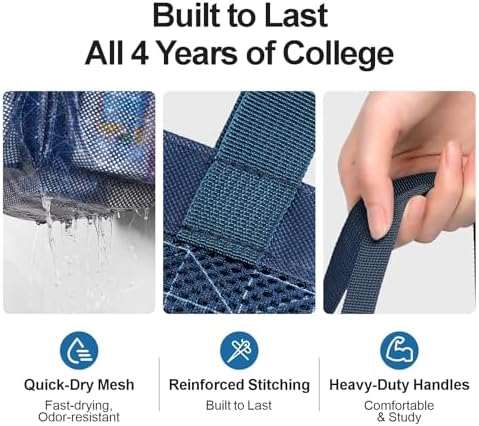 Mesh Shower Caddy Portable with Drawstring - 2-Handle Shower Bag for Dorm
