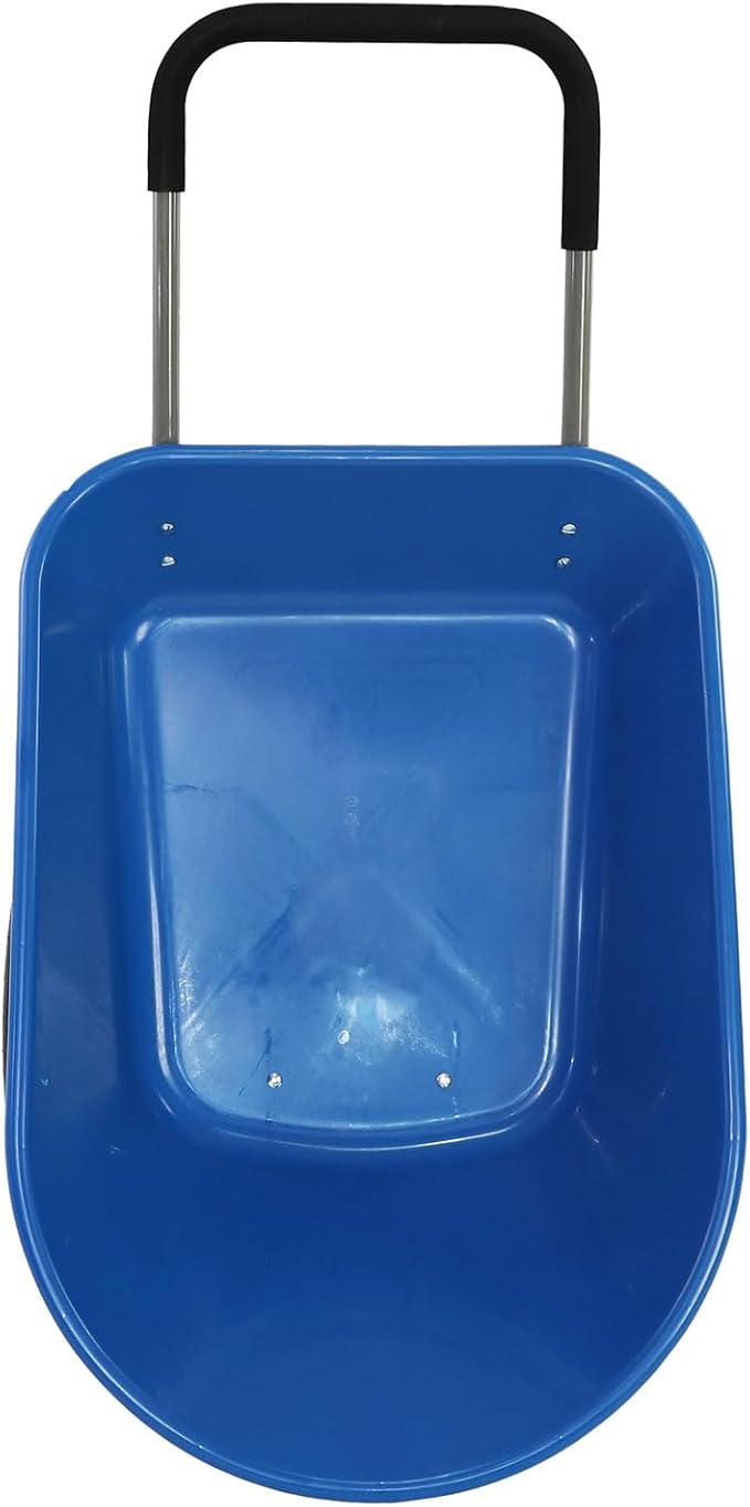 Dual-Wheel Garden Wheelbarrow, 5 Cubic Feet Poly Tray Wheel Barrow with Two 15-Inch Pneumatic Tires, 300 lb Capacity Lightweight Yard Cart for Lawn, Garden, Landscaping & Home Use,Blue