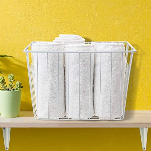 Freezer Storage Organizer Basket, Refrigerator Wire Household Bins with Built-in Handles for Kitchen, Pantry, Cabinet, Closets - Pearl White(4Pack, 11in x 10in x 5.5in)