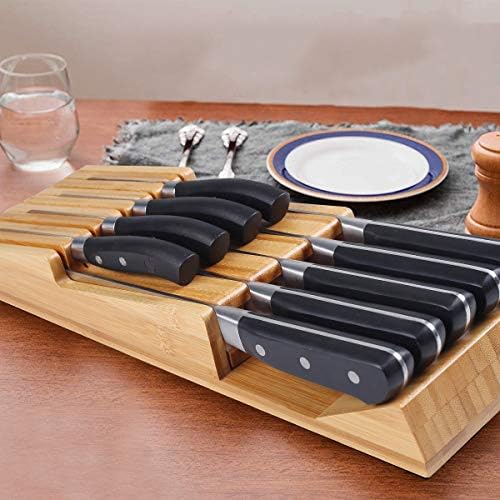 NIUXX Bamboo In-Drawer Knife Block Set for 9 Knives(Not Included)